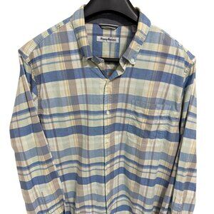 Tommy Bahama Shirt Mens XL/TG Button Up Plaid Cotton Long Sleeve Button Up
